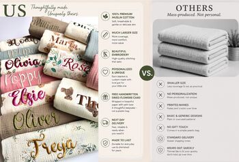 Personalised Baby Blanket 120x100cm 100% Cotton Muslin Newborn, 4 of 12