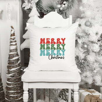 Merry, Merry, Merry Christmas Modern Cushion Cover, 2 of 2