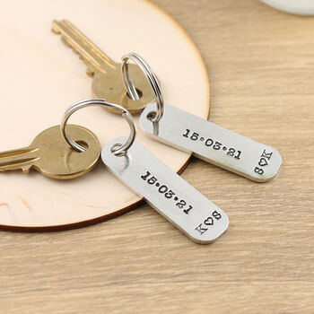 Couples Anniversary Gift Pair Of Personalised Keyrings, 3 of 7