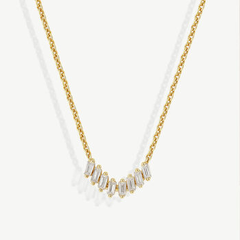 Gold Or Silver Women’s Dainty Baguette Chevron Bar Necklace, Christmas Jewellery Gift For Her, 3 of 6
