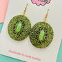 Kiwi Glitter Resin Earrings, thumbnail 2 of 2