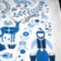 Delft Blue Tea Towel 100% Cotton Woodland, thumbnail 6 of 9