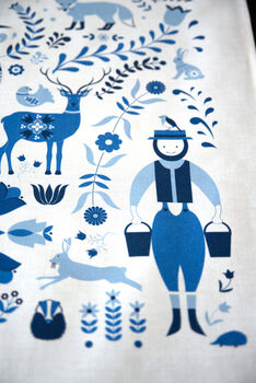 Delft Blue Tea Towel 100% Cotton Woodland, 6 of 9