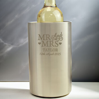 Personalised Mr And Mrs Stainless Wine Cooler, 4 of 5