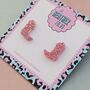 Cowboy Boot Glitter Resin Stud Earrings Pink, Blue And Silver, thumbnail 3 of 12