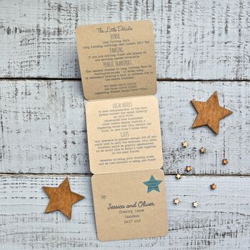 Retro Stars Tri Fold Recycled Wedding Invition, 4 of 5