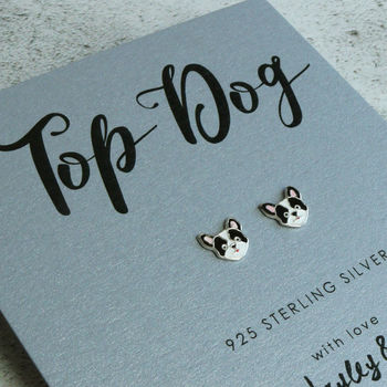 Top Dog French Bulldog Silver Earrings, 2 of 6