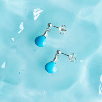 Turquoise Drop Stud Earrings Second Light Collection, 3 of 4