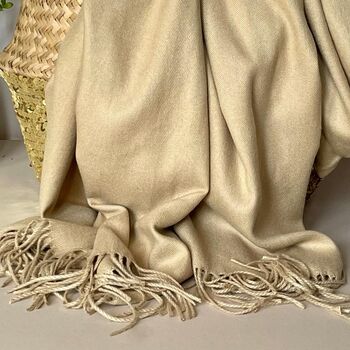 Super Soft Plain Pashmina Style Scarf In Camel, 3 of 4