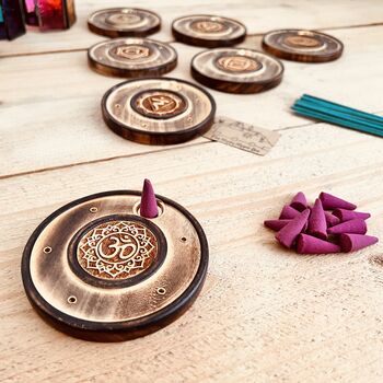 Chakra Wooden Incense Stick And Cone Holder Burner, 9 of 12