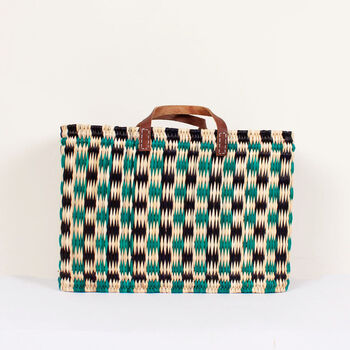 Chequered Reed Basket, Indigo + Green, 4 of 6