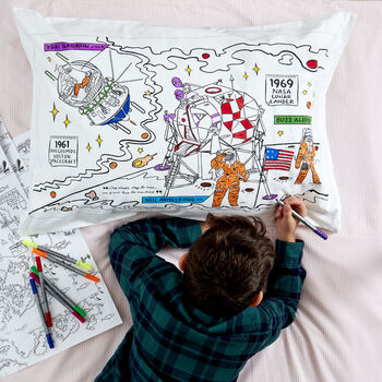 Space Pillowcase Kit + 10 Pens, Colour In And Learn, 4 of 7