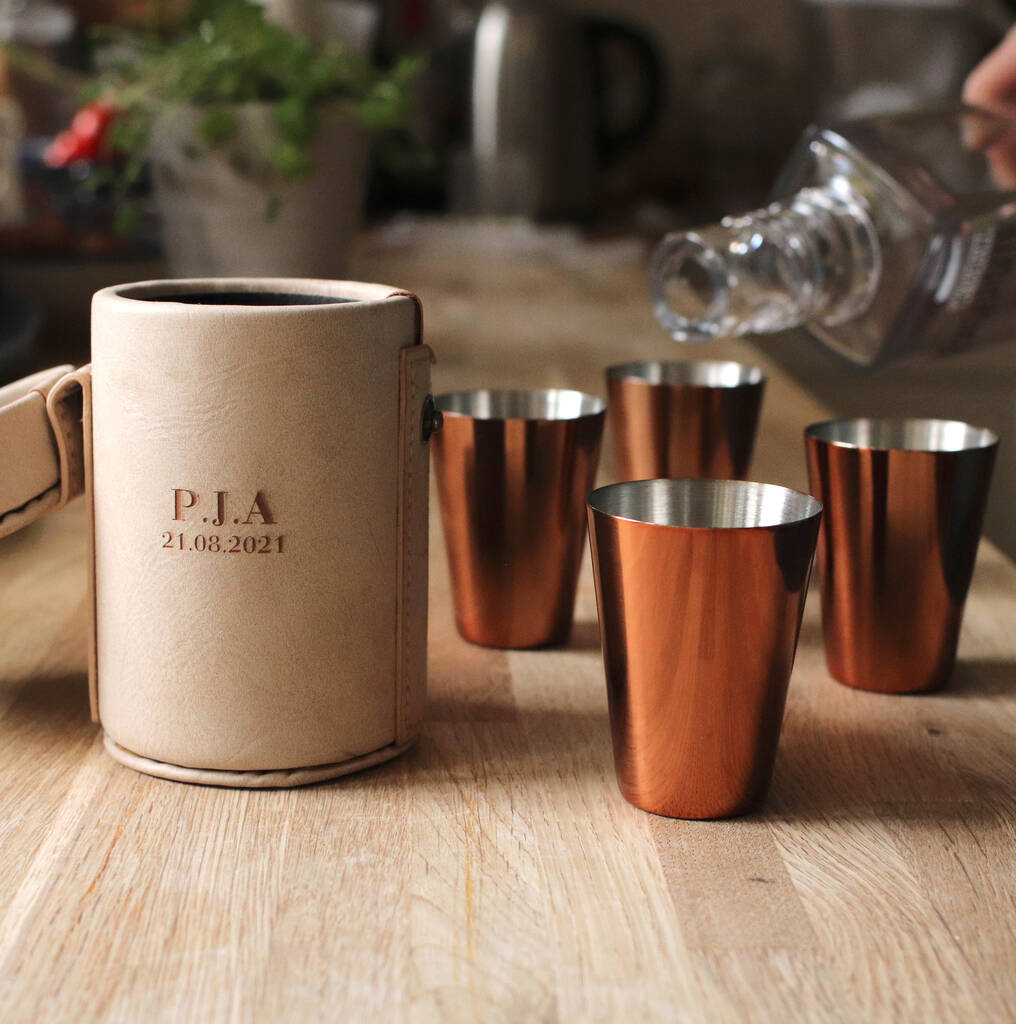 Copper Shot Glass Set In Personalised Carry Case, 1 of 10