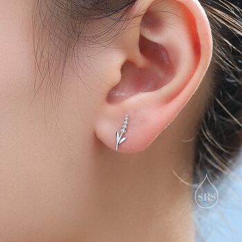 Sterling Silver Extra Tiny Lavender Stud Earrings, 4 of 12