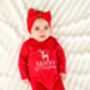 Personalised 'First Christmas' Reindeer Embroidered Sweatshirt Jumper, thumbnail 3 of 4