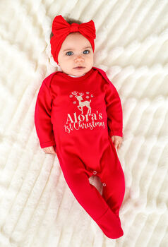 Personalised 'First Christmas' Reindeer Embroidered Sweatshirt Jumper, 3 of 4