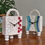 Carriage Mantel Ceramic Clock With Feet And Handle, thumbnail 1 of 9