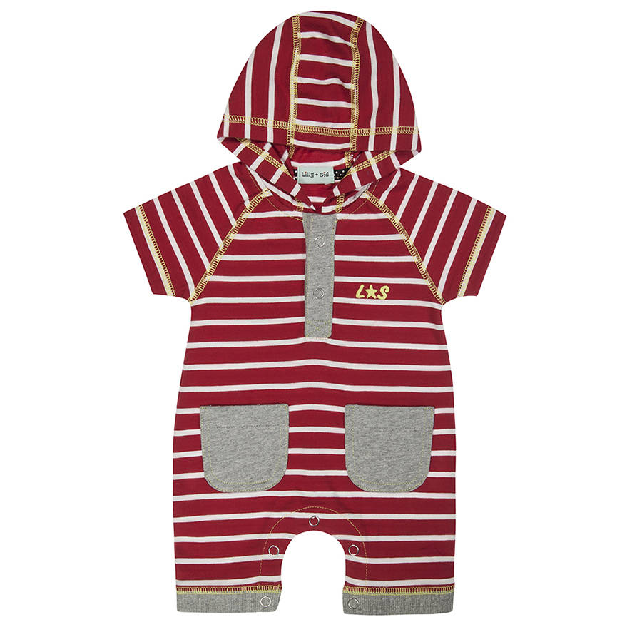 stripe hooded romper by award winning lilly + sid | notonthehighstreet.com