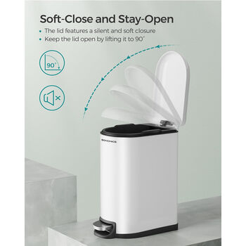 Ten Litre Pedal Bathroom Bin With Soft Close Lid, 5 of 7