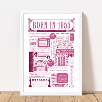 Born In 1955 Personalised 70th Birthday Fact Poster, 2 of 8