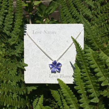Periwinkle Blue Flower Pendant Necklace, 3 of 6