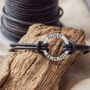 Father's Day Personalised Leather Bracelet Navy, thumbnail 1 of 8