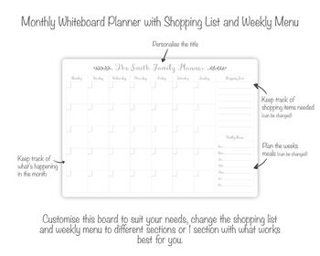 Personalised Whiteboard Monthly Family Organiser, 8 of 8