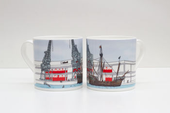 Bristol's Cranes And Matthew Ship Bone China Mug, 2 of 3