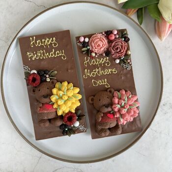 Happy Birthday Chocolate Bear, Personalised Tulips Gift, 4 of 9