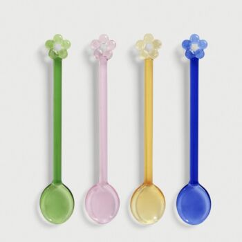 Set Of Four Delicate Glass Daisy Spoons, 2 of 3