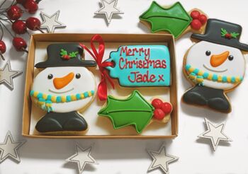 Personalised Christmas Snowman Cookie Letterbox Gift, 2 of 3