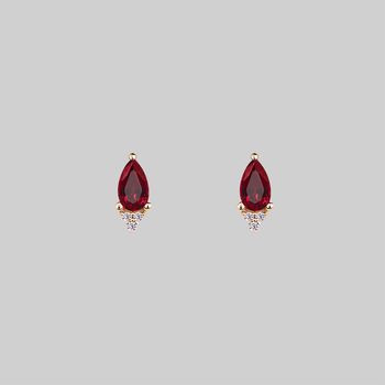 Pear Drop Garnet Stud Earrings, 2 of 3