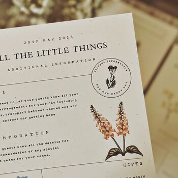 Botany Wildflower Vintage Wedding Stationery, 5 of 10