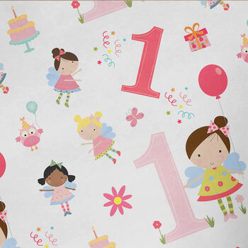 1st Birthday Wrapping Paper Roll Or Folded Fairy V1, 2 of 2