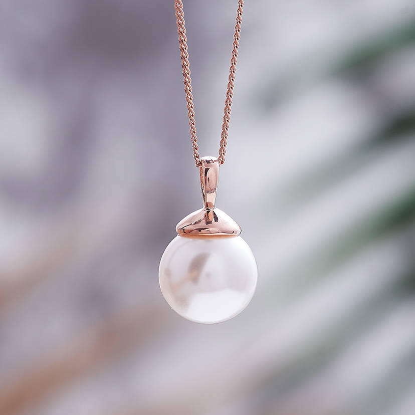 Rose gold sale single pearl necklace