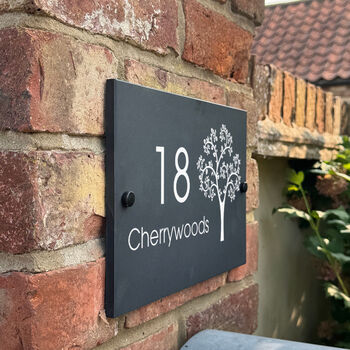 Personalised Tree Slate House Number Sign, 2 of 3