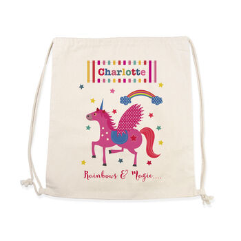 Personalised Unicorn Cotton Nursery Bag, 2 of 3
