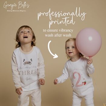 Girls Personalised Lilac Teddy Face Birthday Pyjamas, 11 of 11