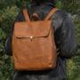 Minimalist Genuine Grain Leather Backpack Black, thumbnail 6 of 12