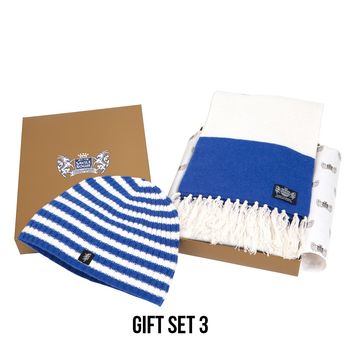 Luxury Cashmere Football Sets In Royal Blue And White, 4 of 5