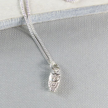 Tiny Owl Sterling Silver Necklace, 2 of 3