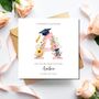 Graduation Pink Initial Card, Graduation Hats Card For Her, Any Initial, thumbnail 5 of 5
