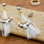 'Melissa' Feather And Pearl Earrings, thumbnail 1 of 12