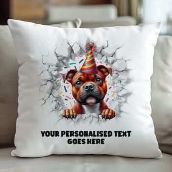 Personalised Staffordshire Bull Terrier Birthday Break Through, 5 of 8