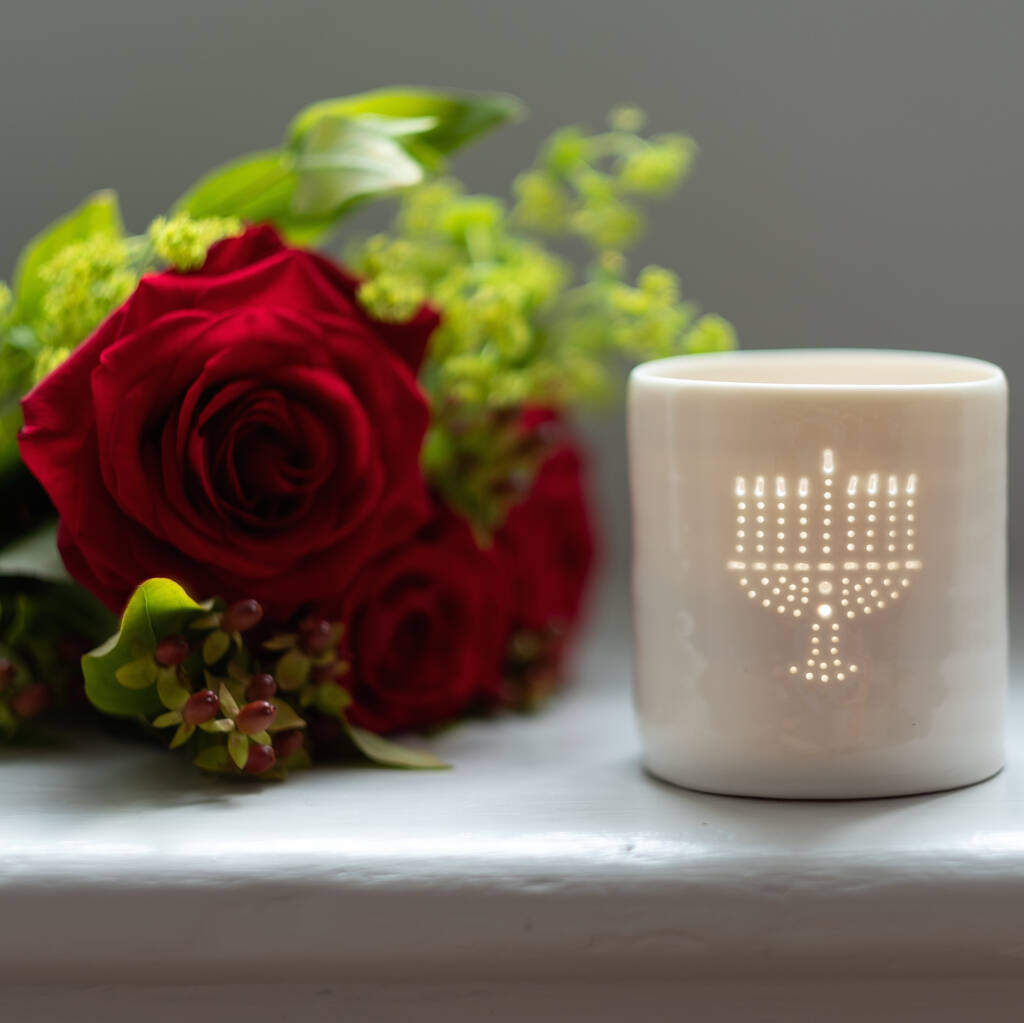 Porcelain Menorah Tea Light By Luna Lighting