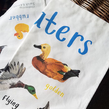 'Floaters' Illustrated Bird Tea Towel, 5 of 7