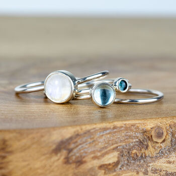 Icicle Silver Stacking Rings With Moonstone And Topaz, 3 of 7