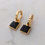 The Square Black Tourmaline Gold Plated Gemstone Earrings, thumbnail 1 of 5