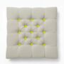 Upholstered Linen Square Footstool With Contrast Button Tufting, thumbnail 6 of 12