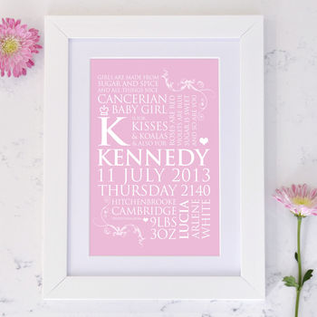 Personalised Baby Birth Announcement Art, 9 of 9